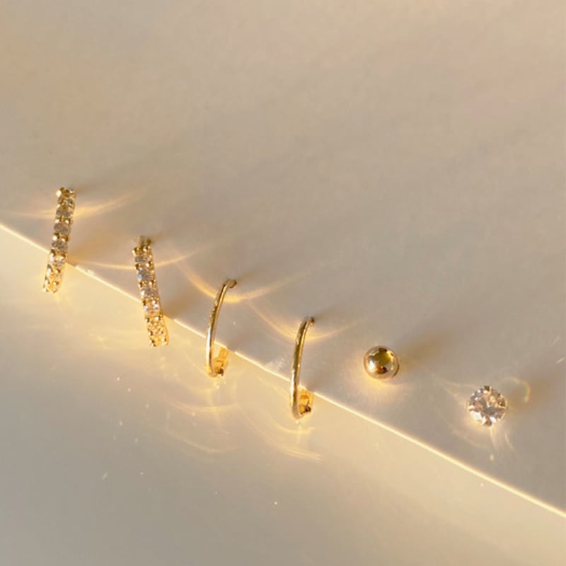 Taupe [Exclusive] 14k Gold Daily Layering Set - Hoop Earrings & Piercing