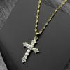 Shiny Hip Hop Zircon Cross Pendant Necklace for Women Stainless Steel Crystal Choker Christian Necklaces Jewelry Cruz Colgante