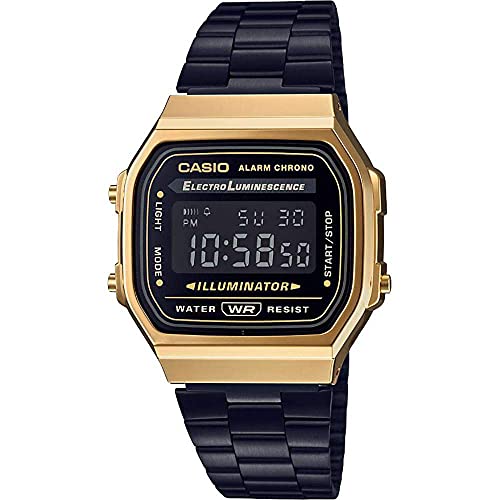 

Casio Digital Wristwatch, Standard, A168WEGB-1B, Men s/Women s, Black/Gold, Black Inverted LCD, Overseas Model [Parallel Import]