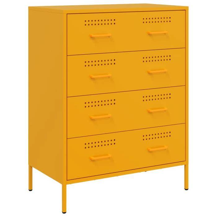 VidaXL Mustard Yellow Buffet 68x39x89 Cm Steel, Cabinet, Cupboard, Highboard, Sideboard, Storage Cabinet, 842985