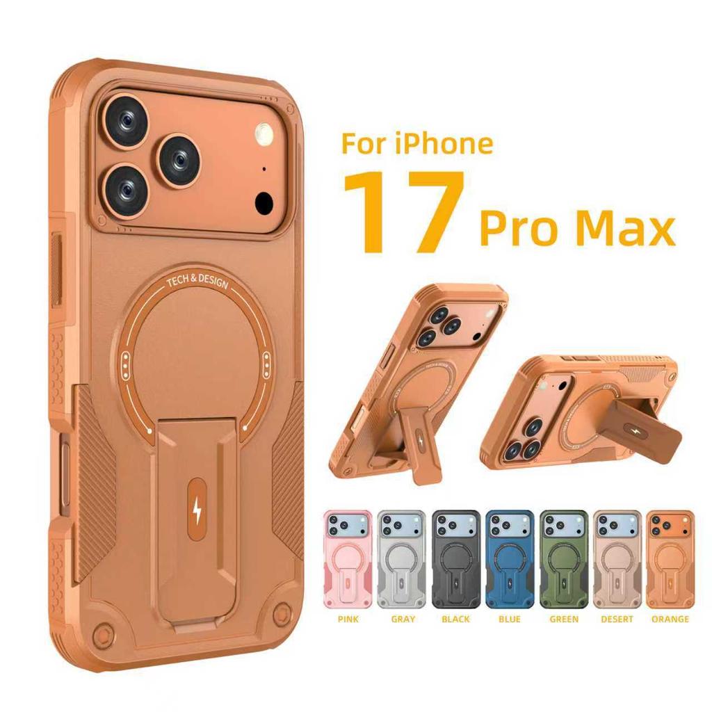 For Magsafe Stand Invisible Hard Protective Phone Case for IPhone 17Air 17 Pro Max 16 15 14 Plus 13 12 Pro Max Magnetic Cover
