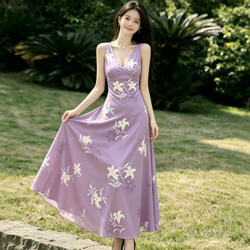 Unique and Super Good-looking Design Long Dress for Women 2026 Summer New Holiday Style Korean Elegant Dress for Women