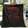 Luxury Red Rose Print Flannel Throw Blanket, Ultra Soft And Cozy, Lightweight And Durable, Made of Polyester Fabric, with Active Printing, for Sofa, B