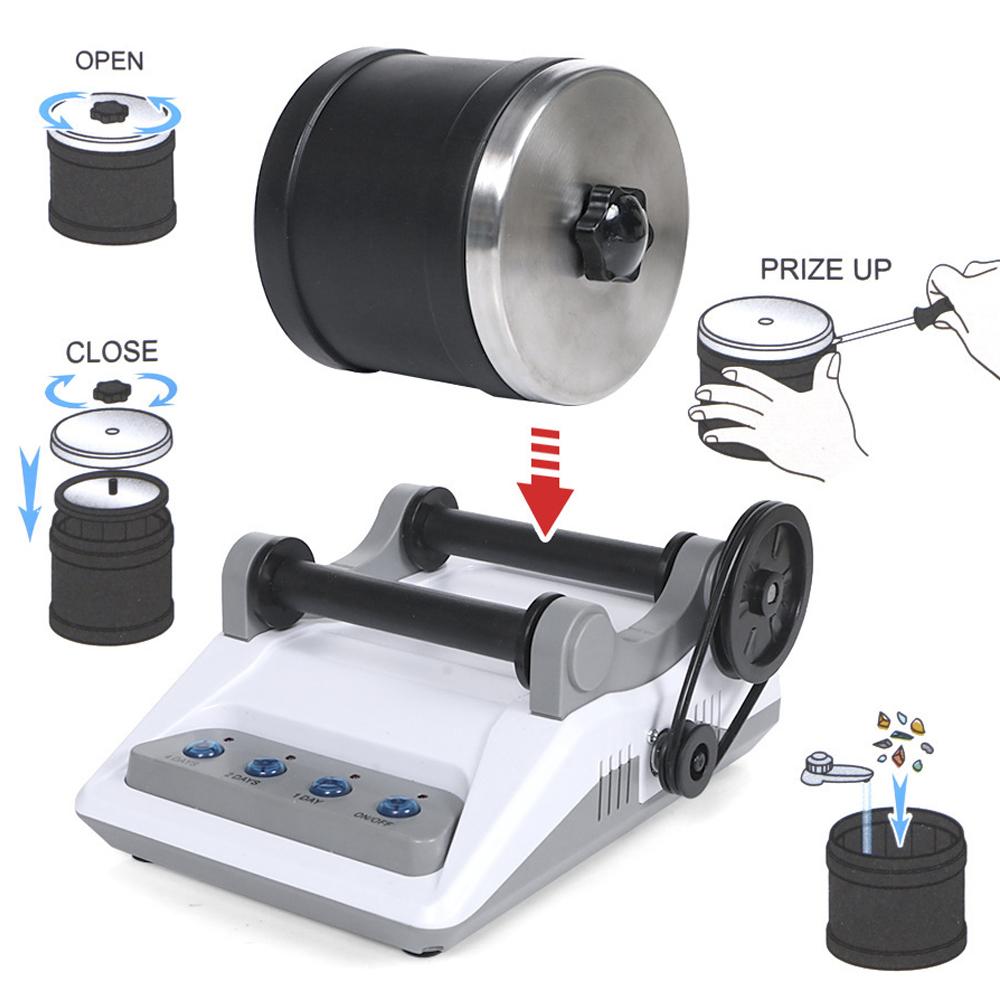 220V Rock Tumbler Kit DIY Electric Rock Tumbler Toy with Rough Gemstones Polishing Grits for Adult Kids Polishing Machine