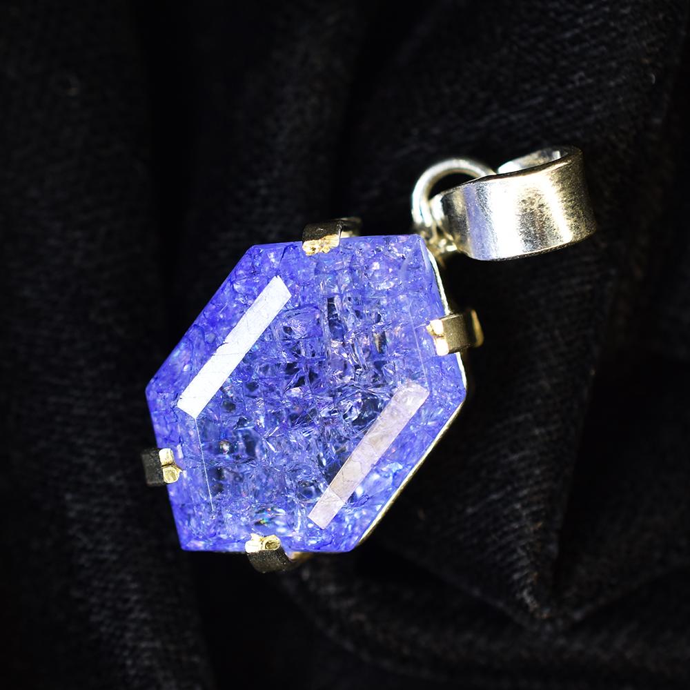 Fancy Cut 925 Sterling Silver 33.90 Ct Natural Sapphire CERTIFIED Gems Pendant MY.PD-178-NS