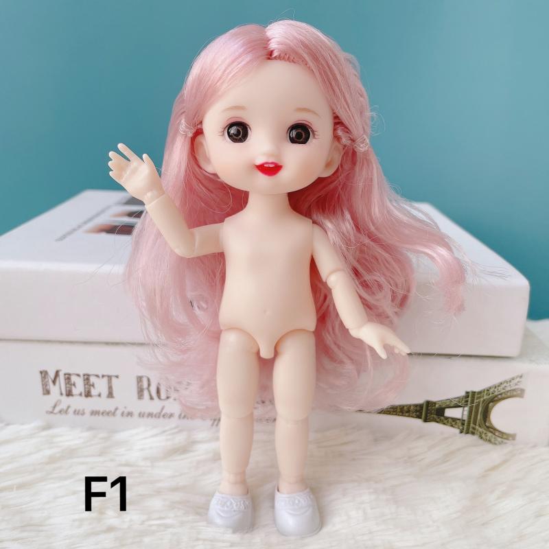 1 Set Cute 1/8 Doll 3D Real Eye 13 Joint Movable Cute 16-17Cm Doll With Different Expressions Girl Toy