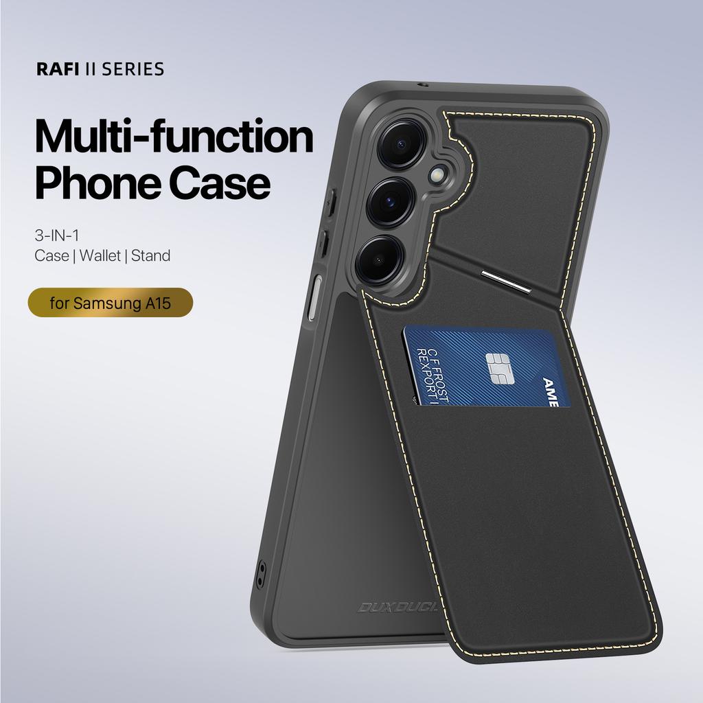 DUX DUCIS Rafi II Series for Samsung Galaxy A15 4G/A15 5G Case RFID Blocking PU+TPU Back Phone Cover