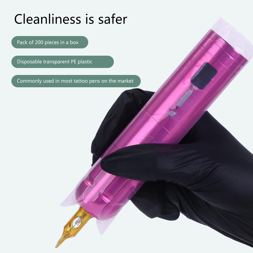 200pcs Disposable PMU Cartridge TattooPen Cover Bag Sleeves Protect Your Machine from Contamination Disposable Supplies