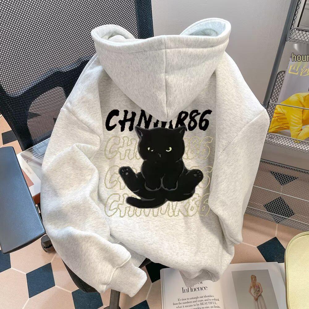 Men’s Trendy Letter Print Loose Fit Hooded Sweatshirt, Autumn/Winter 2025 Hong Kong Style, Versatile for Couples 3XL
