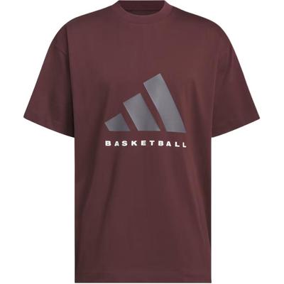 adidas T-shirt a maniche corte comoda girocollo moda unisex basket rosso aurora rubino JD6128