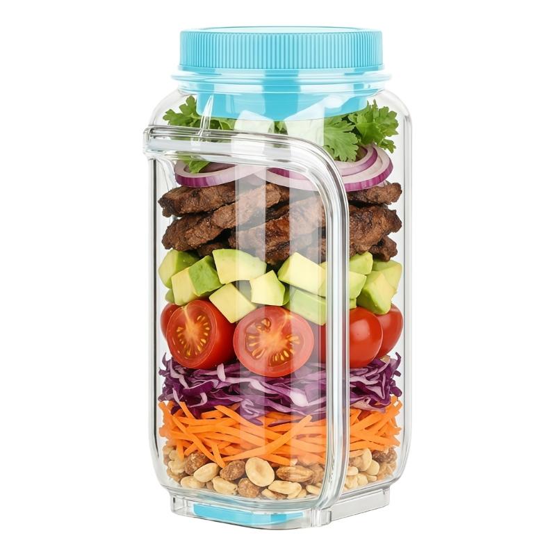 

Stackable Square Plastic Food Storage Container Feature Leak Proof Design For Long Time Salad Preservations синій