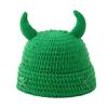 Crochet Horn Cap for Fall Winter Outfits, Brimless Devil Hat with Front Pin Accent for Party Photo Outfit Looks