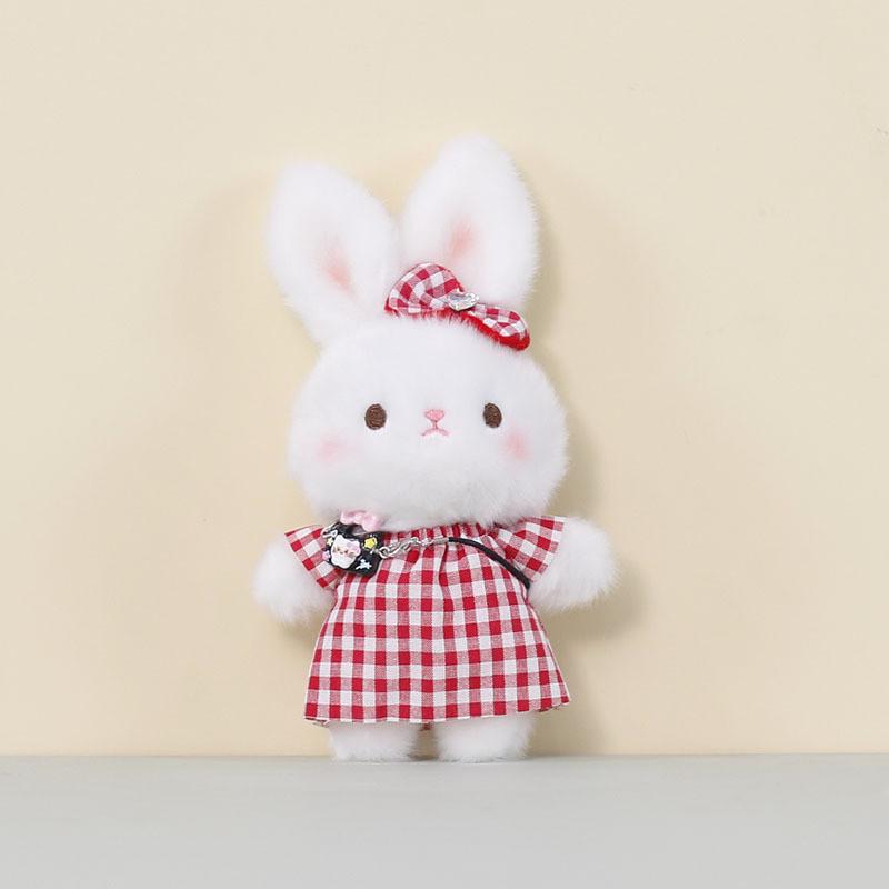 Cute Bunny Plush Toy With Overalls For Car Rearview Mirror Decor