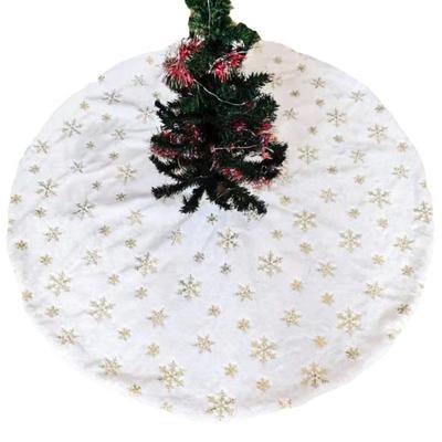 Faux Fur Christmas Tree Skirt White Furry Christmas Tree Skirt Thick Soft Plush Rug for Winter Holiday Xmas Party Decoration