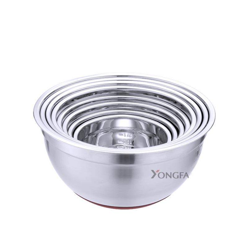 E-co Friendly Multipurpose Stainless Steel Mixing Bowls With Lids and Silicone Bottom Salad Bowl Metal Mixing Bowl for Kitchen