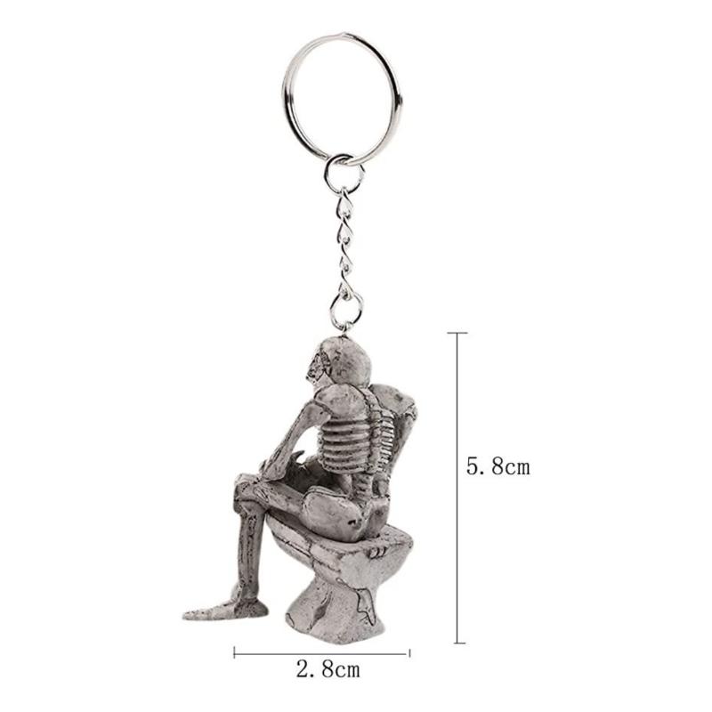 1/3/5Pcs Personalized Skeleton Sitting On Toilet Retro Car Key Pendant Punk Toilet Ghost Creative Keychain Spoof Gift Accessory