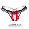 Pearl Massage Lace Thong - Open Crotch, Transparent, Seductive, Elastic T-Pants.