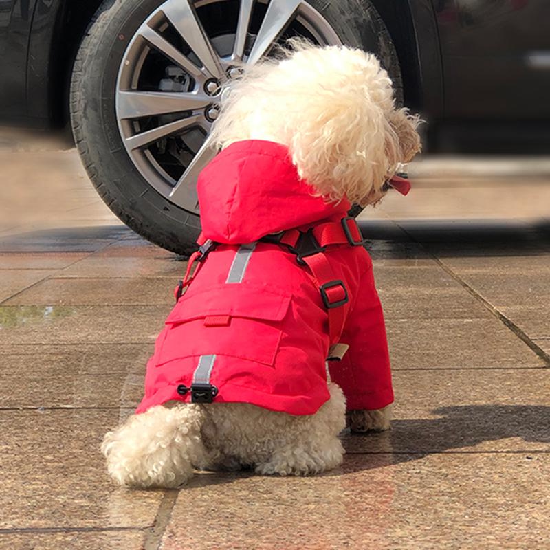 Reflective Puppy Dog Raincoat with Harness Waterproof Pet Clothes Yorkshire Outfit Apparels Masoctas Impermeables Para La Lluvia