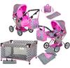 Doris Doll Pram Combination with Bedding, Bag and Carrier