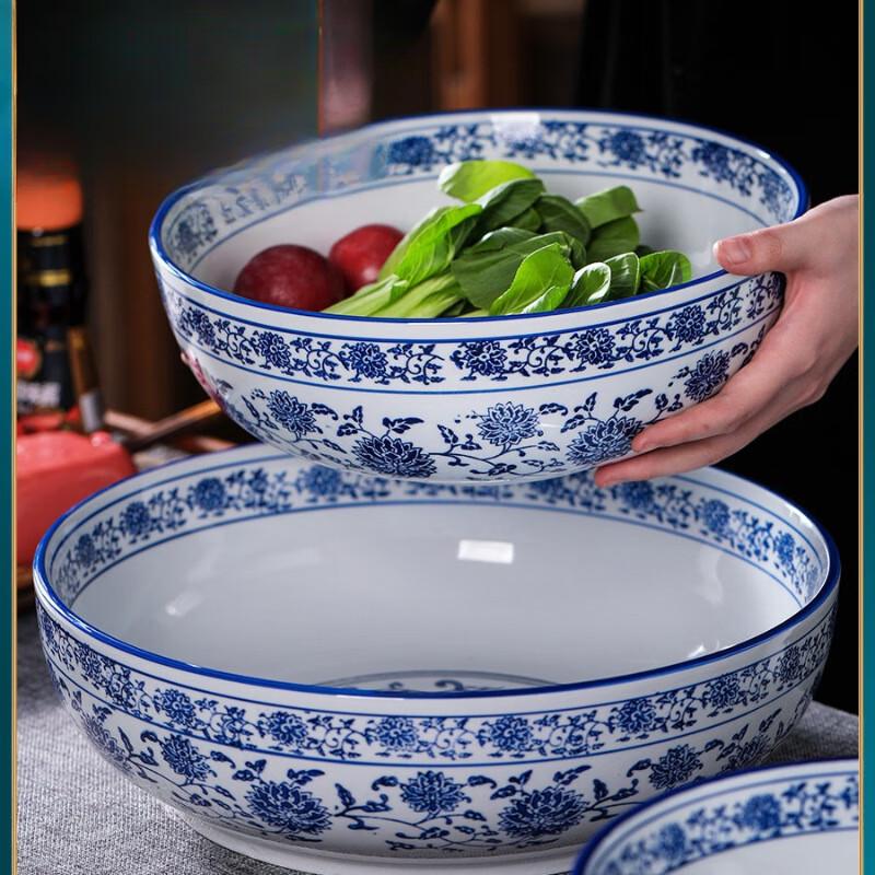 Nordic Blue and White Porcelain Large Multipurpose Bowl