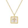 Square Cross Luxury Temperament Gorgeous Full Diamond Necklace Women'S Versatile Collarbone Chain Titanium Steel Chain