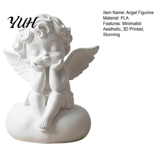 Minimalist Home Accents 3D Printed Little Angel Statue, Small Cherub Figurine, Cute Holding Pla Material Craft Face Guardian Desktop Ornament