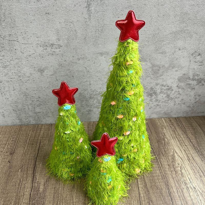 Christmas Christmas Desktop Ornaments Christmas Gifts Colorful Dot Design Cute Plush Christmas Tree Exquisite 3PCS/Set