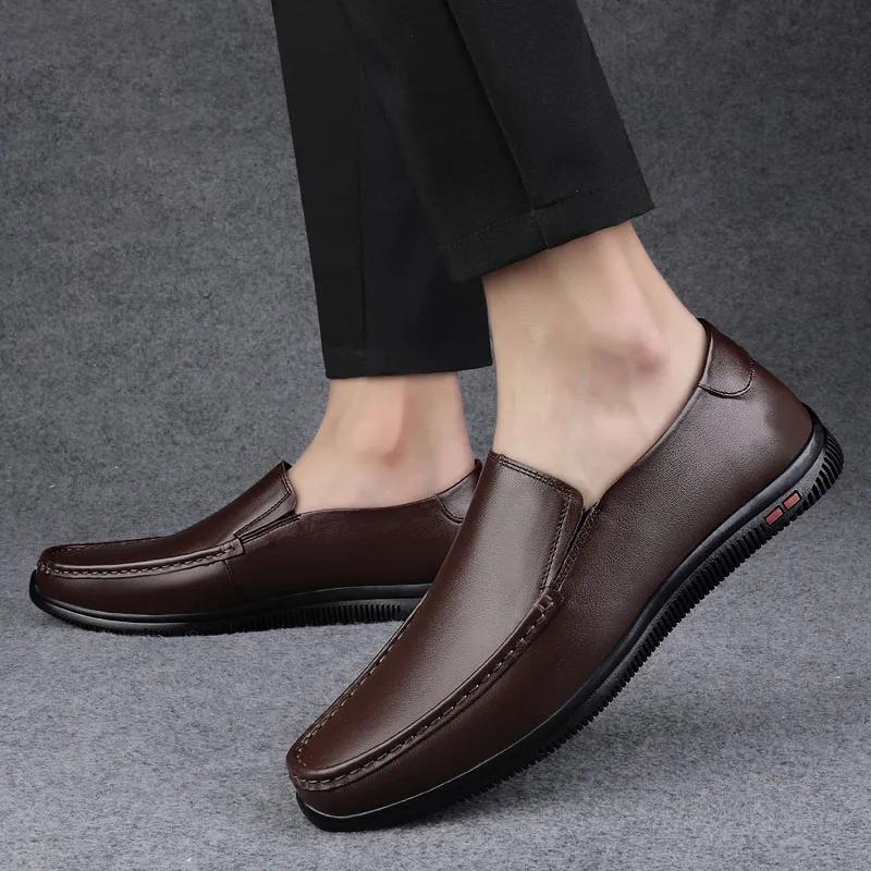 Men's Shoes Genuine Leather Slip On Loafers Wedding Dress Shoes For Men Moccasins Footwear Men Office All-match Man Casual Flats
