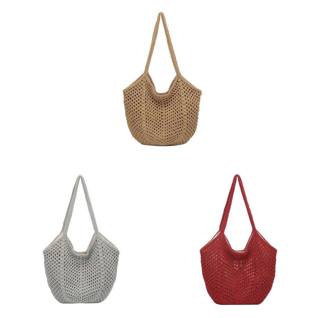 Woven Tote Bag With Zipper Closure For Beach And Travel Use