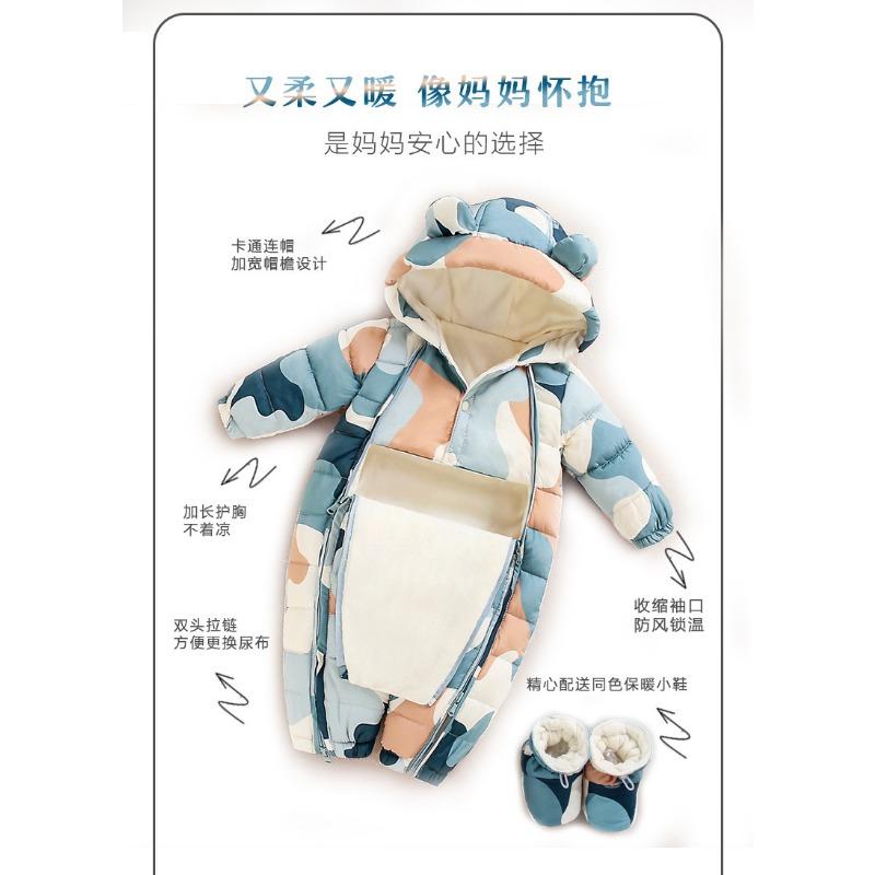 Warmer dicker Fleece Baby Strampler mit langen Ärmeln Neugeborenes Baby Winter Krabbelkleidung