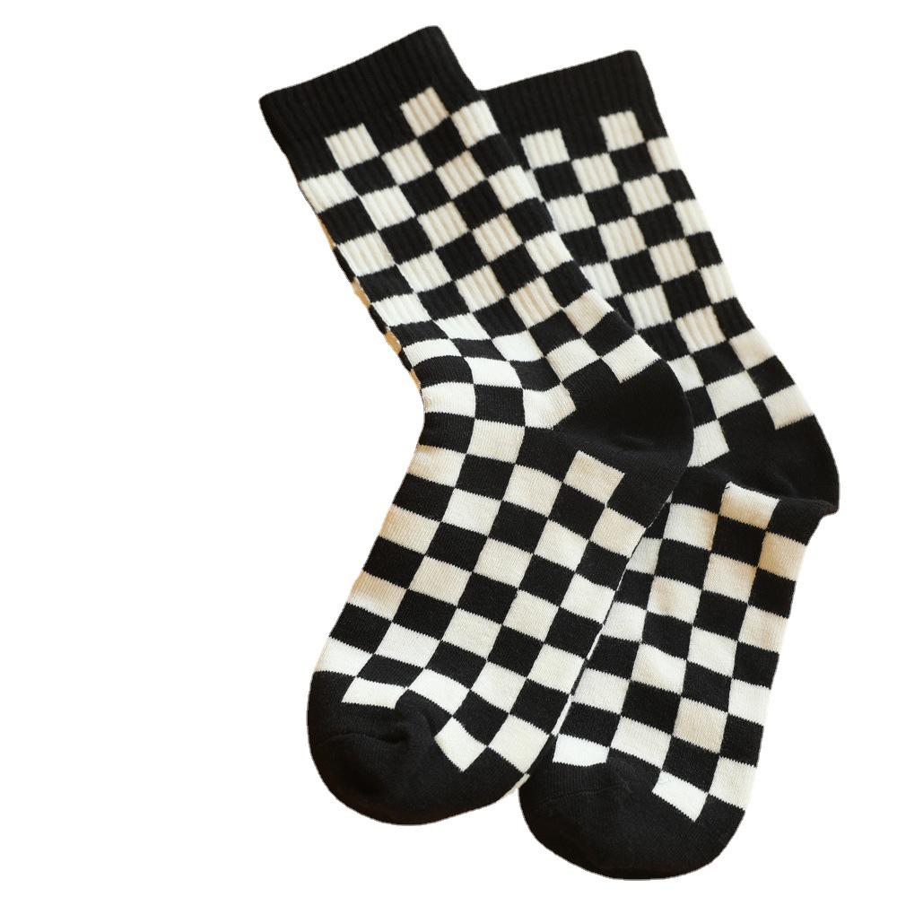 Clearance Trendy Checkered Streetwear Unisex Cotton Socks, One Size 36-43