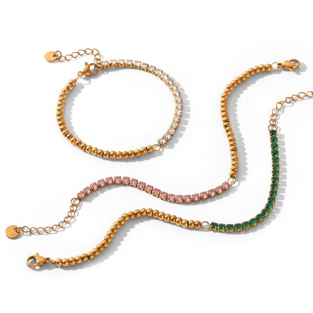 Euro-American style stainless steel zircon bracelet, light luxury high-end hand jewelry, 18k gold non-fading accessories