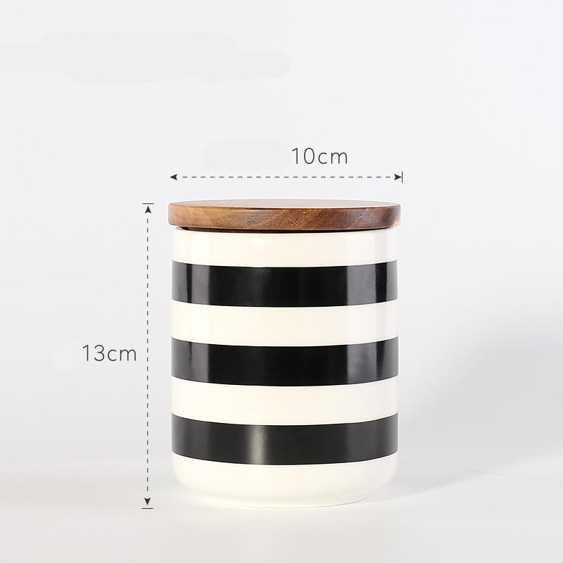 Nordic Geometric Black Sealed Cans with Lids Ceramic Storage Jars Tea Cans Candy Biscuit Jars Home Accessories WSHYUFEI