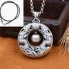 Vintage U-Shaped Copper Pendant Necklace Women Men Long Chain With Pearl Steel Or Braided Rope Option