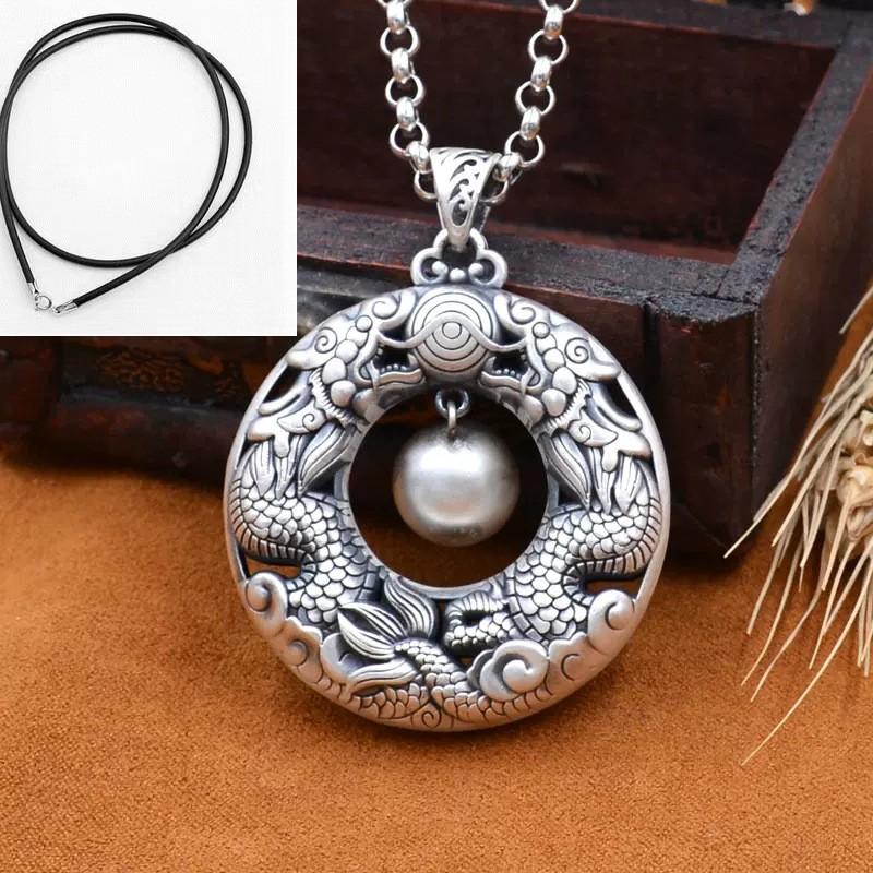 Vintage U-Shaped Copper Pendant Necklace Women Men Long Chain With Pearl Steel Or Braided Rope Option