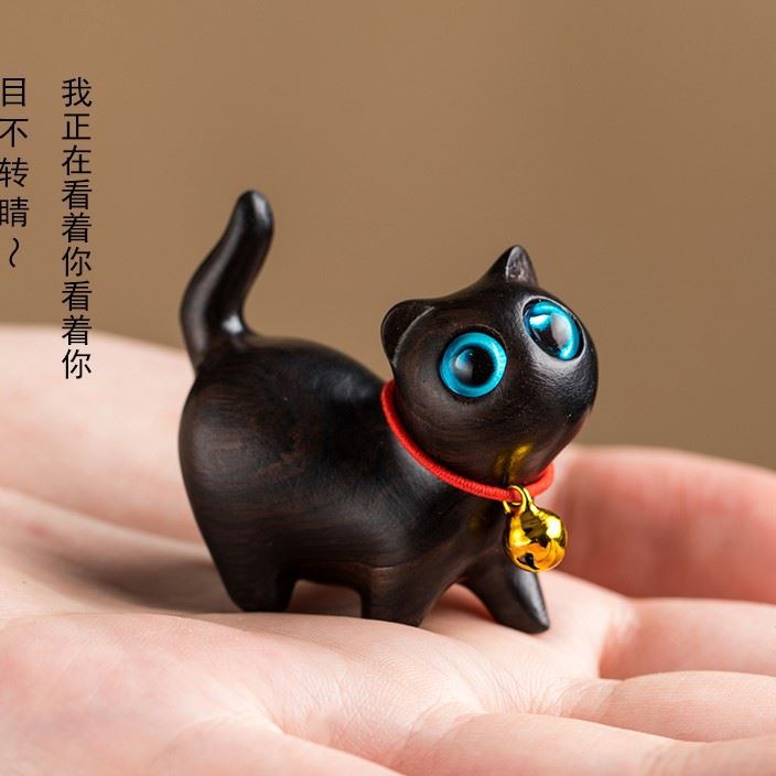 Mini Lovely Wooden Lucky Cat Figurine Desktop Book Nook Ornament Home Decor Kids Event Souvenirs Holiday Gifts New Year's Decor