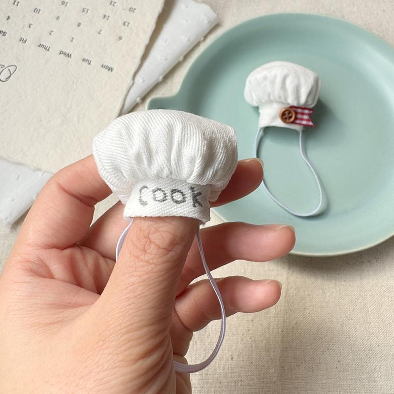 For 10CM Plush Doll Chef Hat Cute Mini Doll Hats DIY Dolls Decoration Accessories Dollhouse Scene Ornament Pretend Play Toys