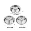 3 Compartment Stainless Steel Round Plate For Food Separation Space Saving Serving Dish Kitchen Dining Accessories