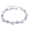 Weihua Women's Silver-Plated Double Heart Amethyst Bracelet - Korean Style Jewelry.