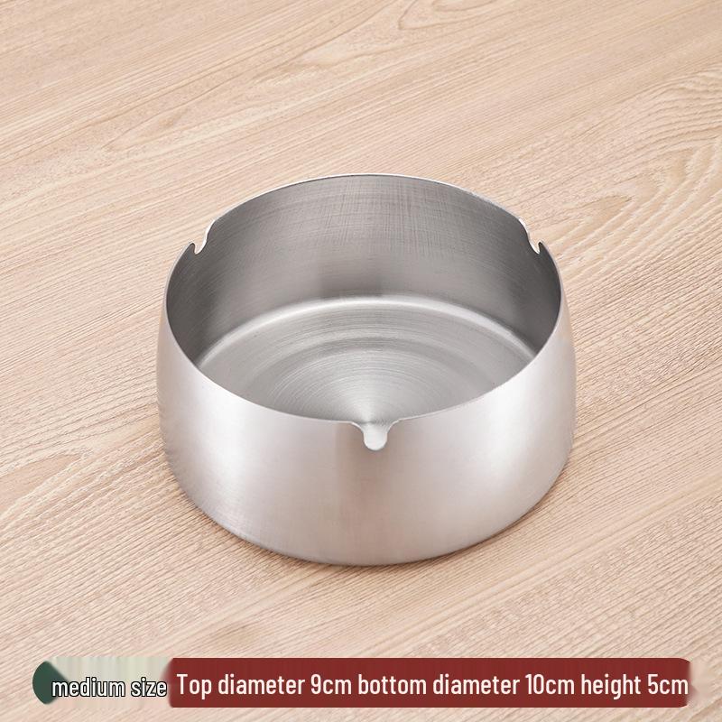 Stainless Steel Windproof Ashtray - Durable, Stylish, and Large for Bars, Cafes, and Hotels
