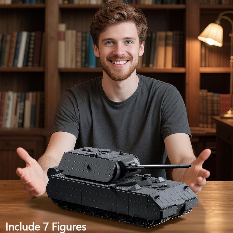 DIY MOC Armored Vehicle Military Mouse Maus Heavy Tank Building Blocks Panzer VIII Maus Soldier Army Bricks Toy for Boy Gift
