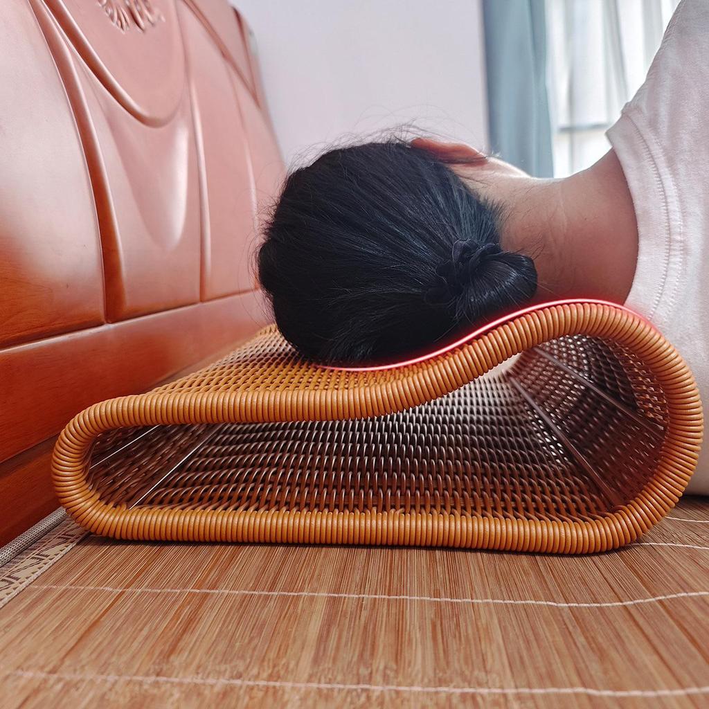 Free Shipping Chinese Style Cervical Neck Support Pillow – Breathable Hand-Woven Rattan, Firm and Adjustable for Home Use