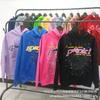 Sp1der Rapper YoungThug Same Foam Letter 555555 Couple Hoodie Pink Sweatshirt