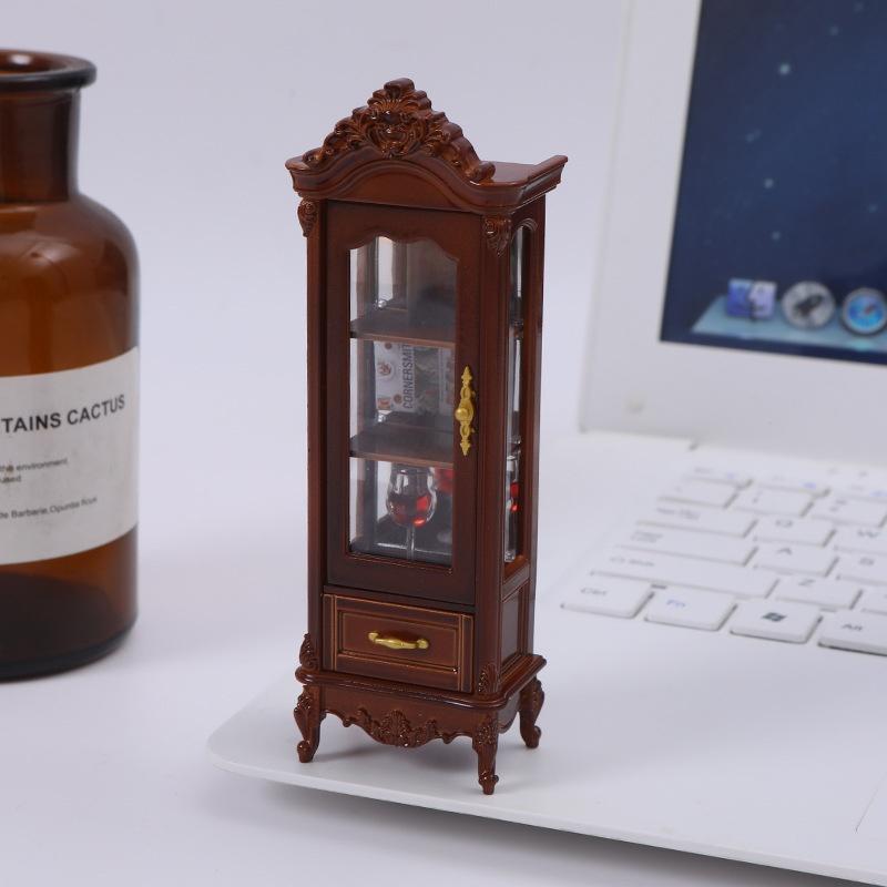

1/12 Dollhouse Vintage Simulation Storage Cabinet Display Cupboard Model Doll Home Living Room Wine Cabinet Furniture Decor Toy