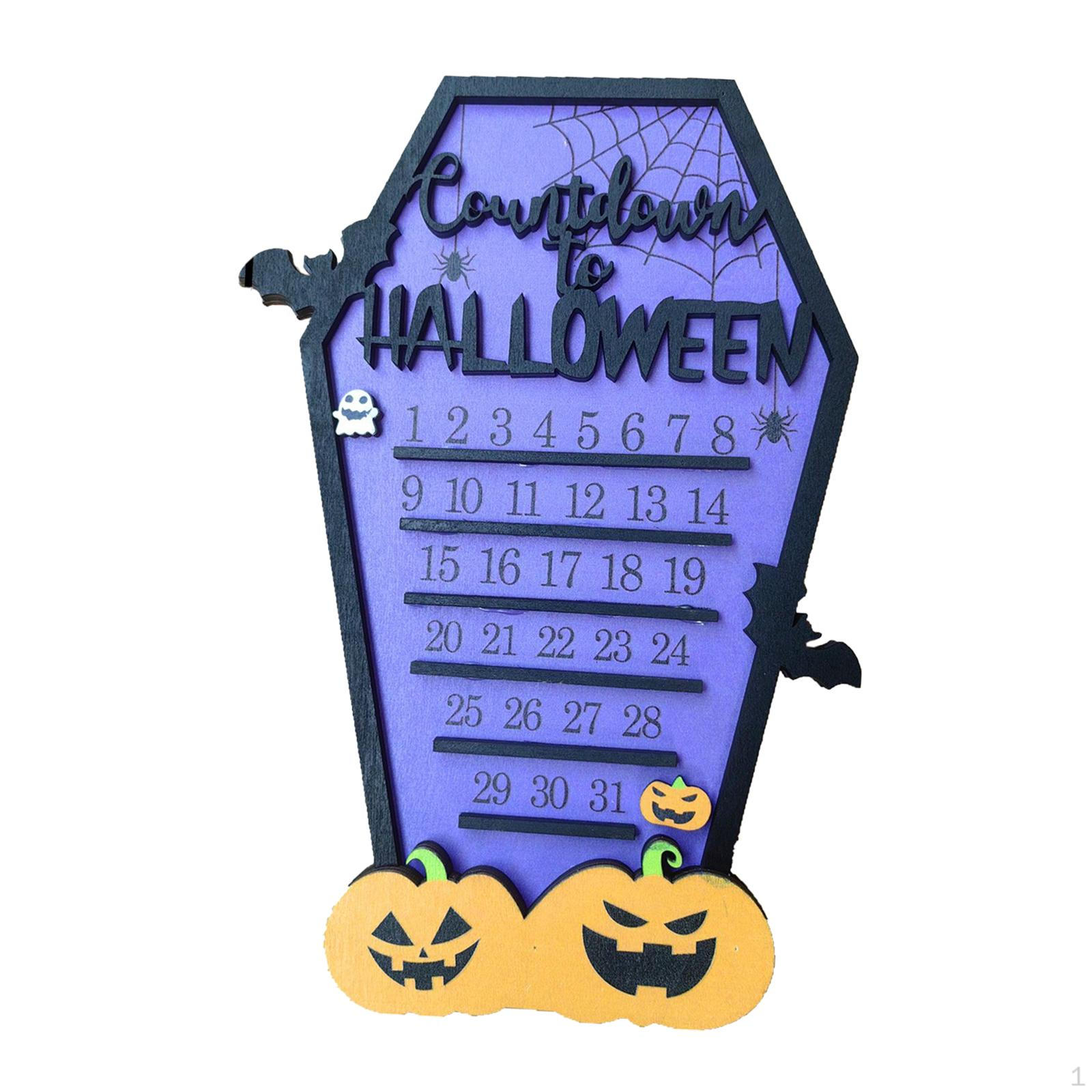 

Halloween Decoration Wooden Crafts Countdown Advent Calendar Festive Gift Ornament Display Piece for