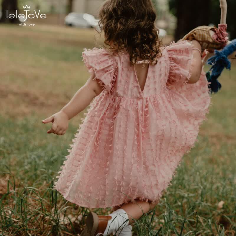 LELE JOVE Kids Flutter Sleeve Princess Dress