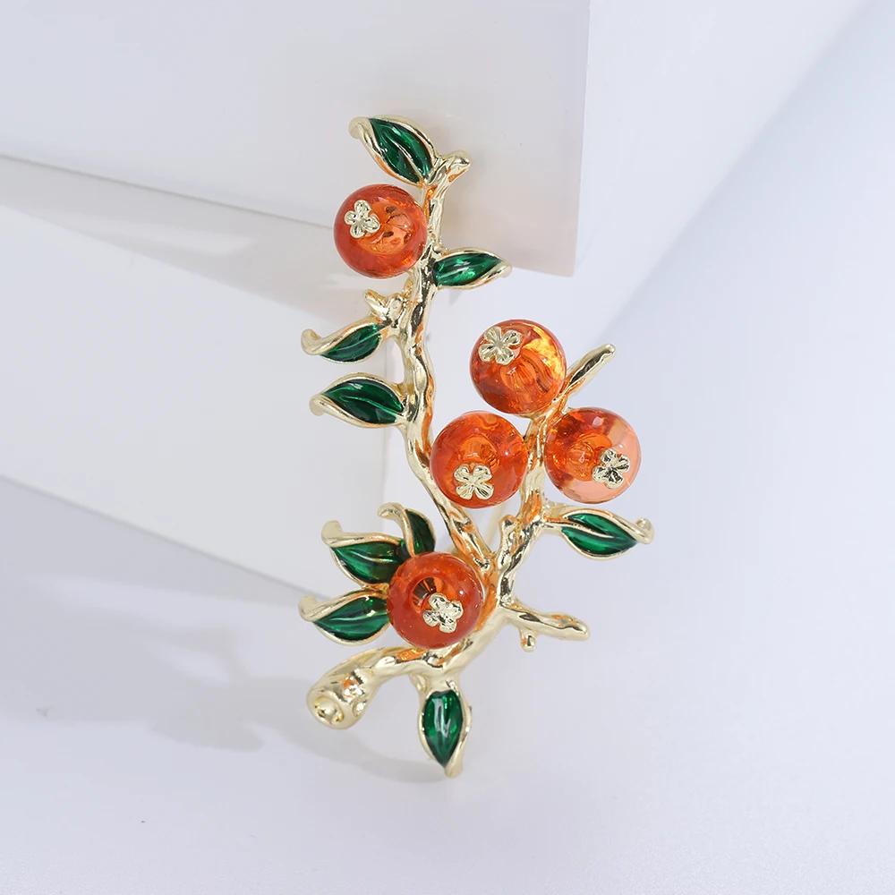 Frauen Brosche süße Herbst Persimmon Revers Pins Harz Obst Abzeichen Luxus Schmuck Zubehör für Kleidung