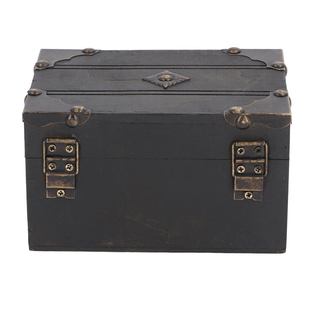 Vintage Wooden Jewelry Storage Box Treasure Chest Case Trinket Box Desk Decoration for Storing Necklace Rings Earrings