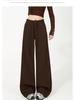 Light Gray Plus Velvet Wide-Leg High Waist Slimming Pants - Women's Autumn/Winter Japanese Korean Style