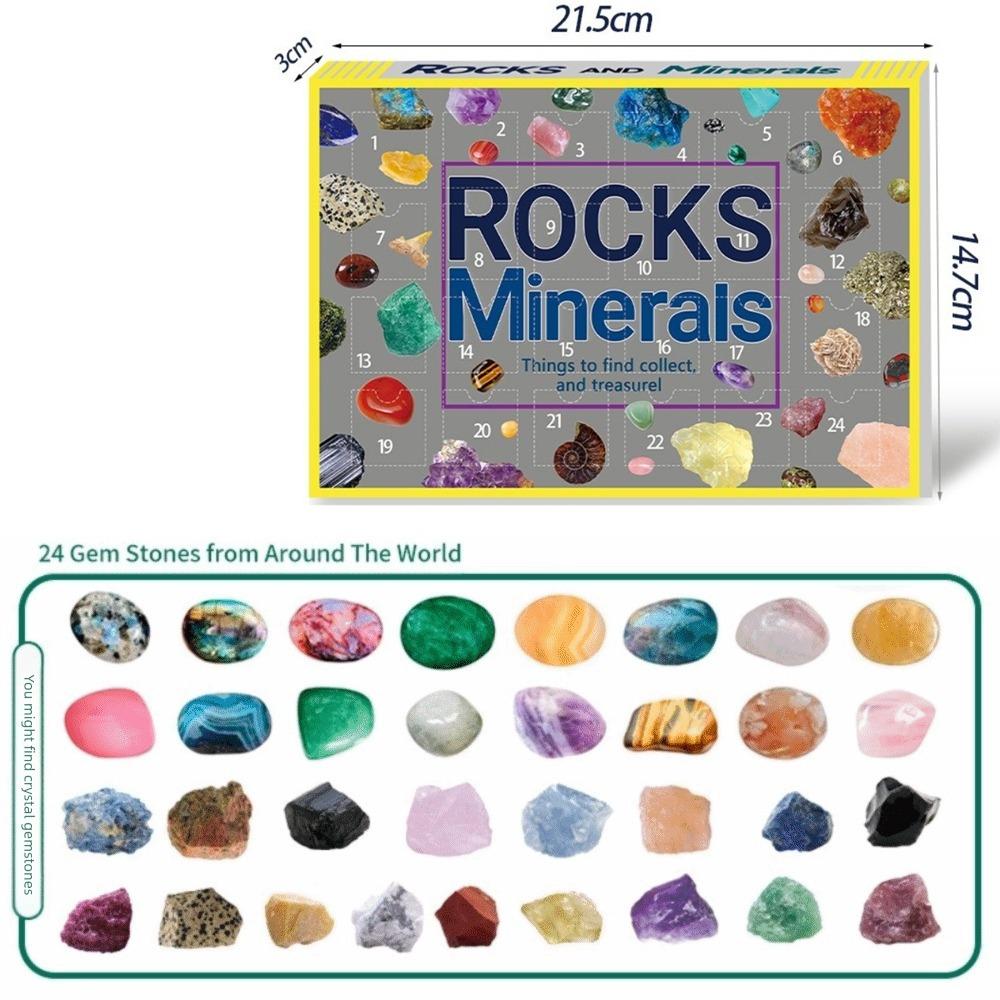 Unique Christmas Crystal Gemstone Blind Box 24 Grid Colorful Rock Mineral Specimens Interesting Natural Healing Stone